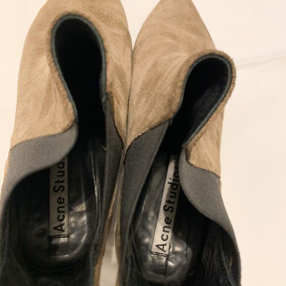 Acne Studios Jensen Women's Ankle Boots Tan Suede Leather Pointed Toe Chelsea 41 - Picture 8 of 10